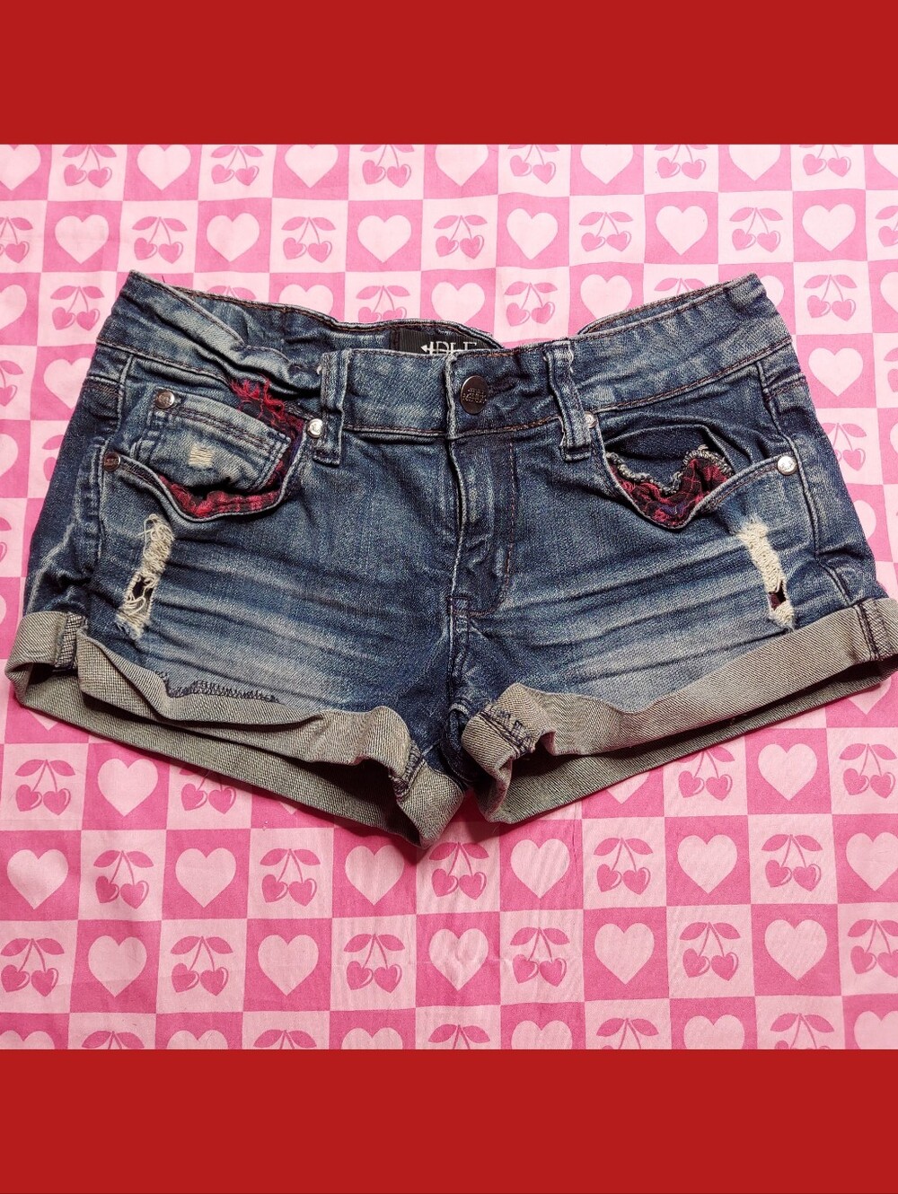 Idle Minds Punk Goth Blue Jean Shorts Plaid Designs